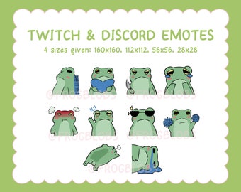 Twitch | Discord Emotes Pack (10) | Cute Green Frog Emotes