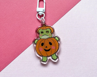 Jack-O-Lantern Frog Keychain