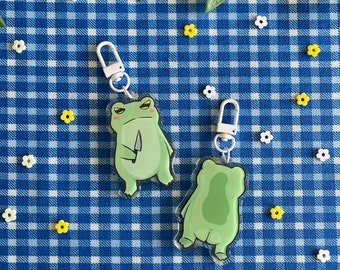 Frog With Knife Keychain | Acrylic Keychain | Cute Frog with Knife | Frog Keychain | Cute Frog Butt