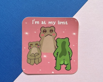I'm at my limit Vinyl Frog Sticker | Cute Frog Square Pink Diecut Vinyl Sticker