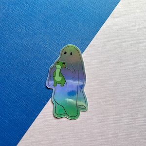 Autocollant holographique en vinyle fantôme et grenouille