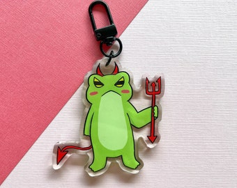Devil Frog Acrylic Keychain | Halloween Cute Frog