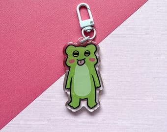 Frog Blep Keychain | Acrylic Frog Cute Butt Keychain