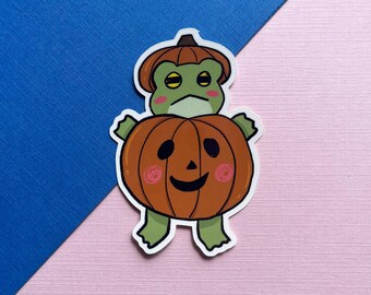 Jack-O-Lantern Frog Sticker