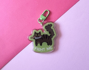 Fight Me Cat Keychain