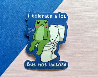 Lactose Intolerant Frog Sticker | Funny Diecut Vinyl Sticker