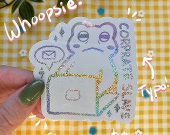 Corporate Slave Whoopsie Sparkly Sticker | B-Grade Sticker | Cute Frog Glitter Sticker