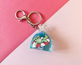 Floating Frog Liquid Keychain