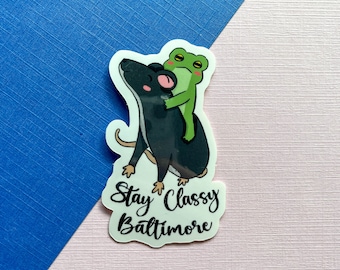 Baltimore Frog and Rat Sticker: Stay Classy Diecut Vinyl Decal