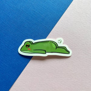 Lazy Frog Sticker | Sleepy Lazy Fart Frog Butt Diecut Vinyl Glossy Sticker