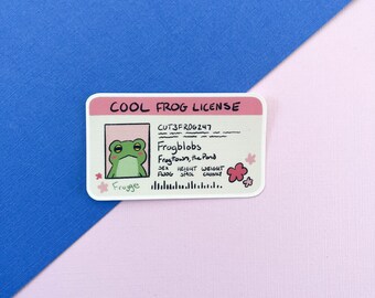 Cool Frog License Sticker | Cute frog matte rectangle sticker