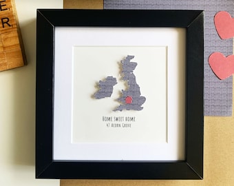 New home gift - new house frame - Map Housewarming Gift - Moving Gift - Personalised Moving gift - Personalised New Home - First home gift