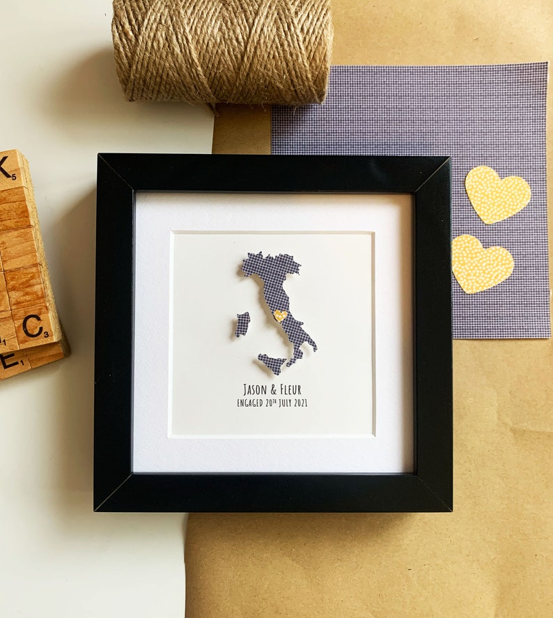Engagement gift, Wedding gift, Engagement Gift for Couple, Paper Anniversary Gift, Personalised map engagement gift, first Anniversary Gift image 2