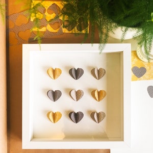 Mustard and Grey Pattern Heart, Framed Art Paper heart wall decor birthday gift unique wedding gift anniversary gift housewarming image 7