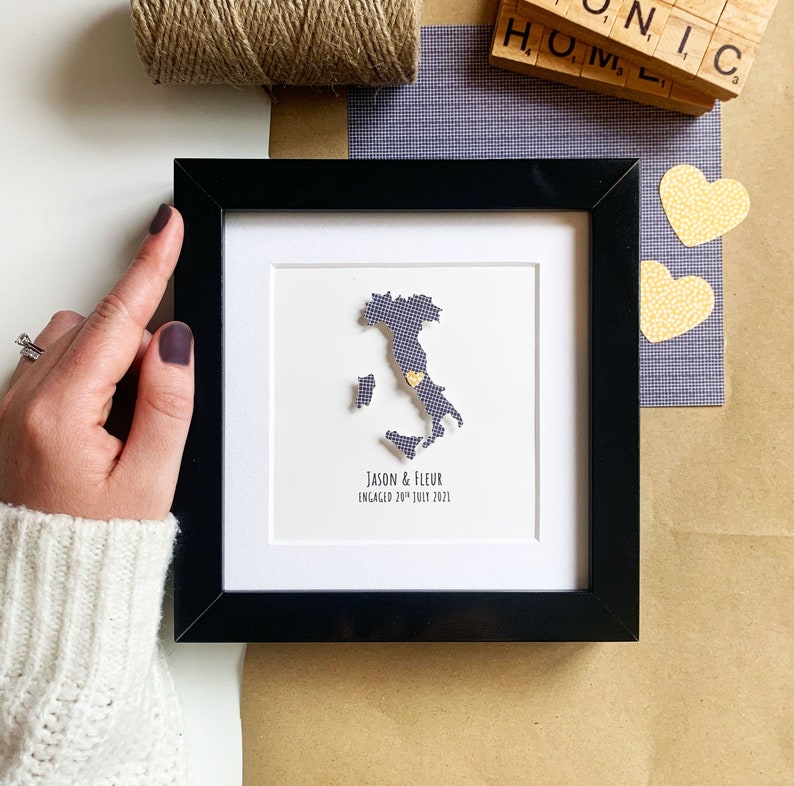 Engagement gift, Wedding gift, Engagement Gift for Couple, Paper Anniversary Gift, Personalised map engagement gift, first Anniversary Gift image 1