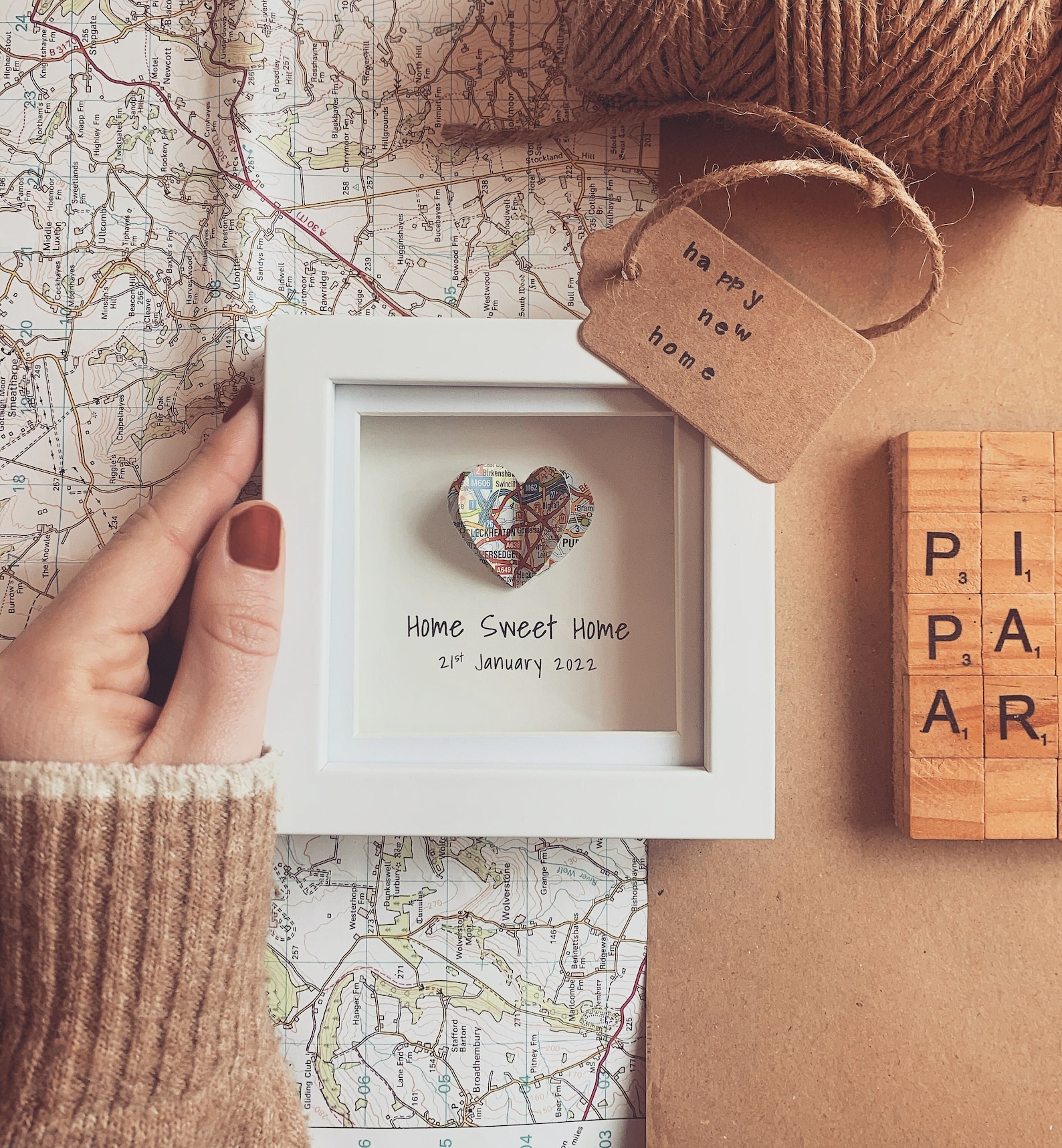 New home gift - new home frame - Map Housewarming Gift