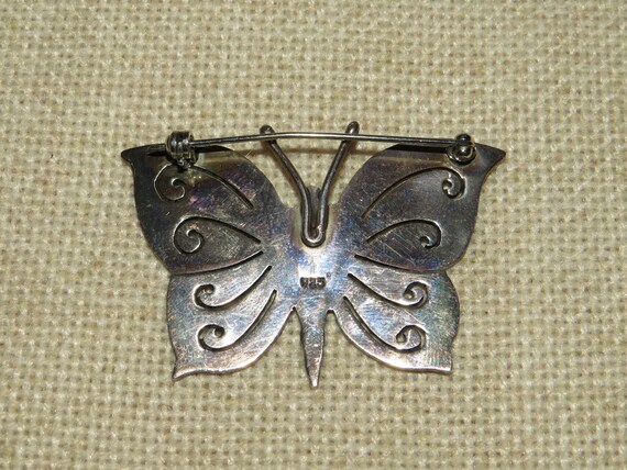 Vintage Large Sterling Silver Butterfly Pin Brooc… - image 2