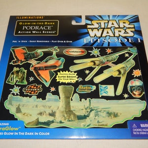 Vintage Star Wars Episode I Glow in The Dark Podrace Action Wall Scenes Sealed