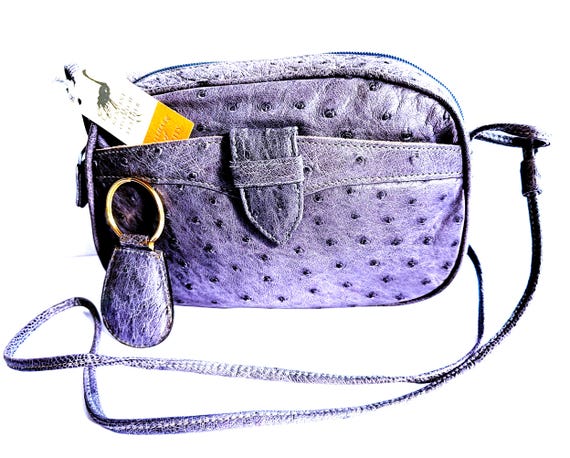 Ostrich Leather Crossbody Bag - French Blue from South Africa