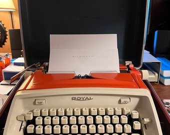 Vintage Royal Typewriter Orange Safari Model 1964 with Case Instruction Booklet