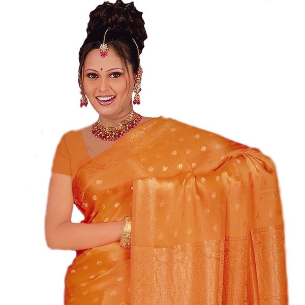 Orange Bollywood Carnival Sari Orient India CA105 Costume Indien Wrap Robe