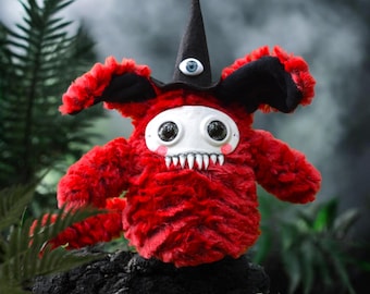 Dark Fantasy Forest Creature - Magical Spooky Gothic Plush Art Doll