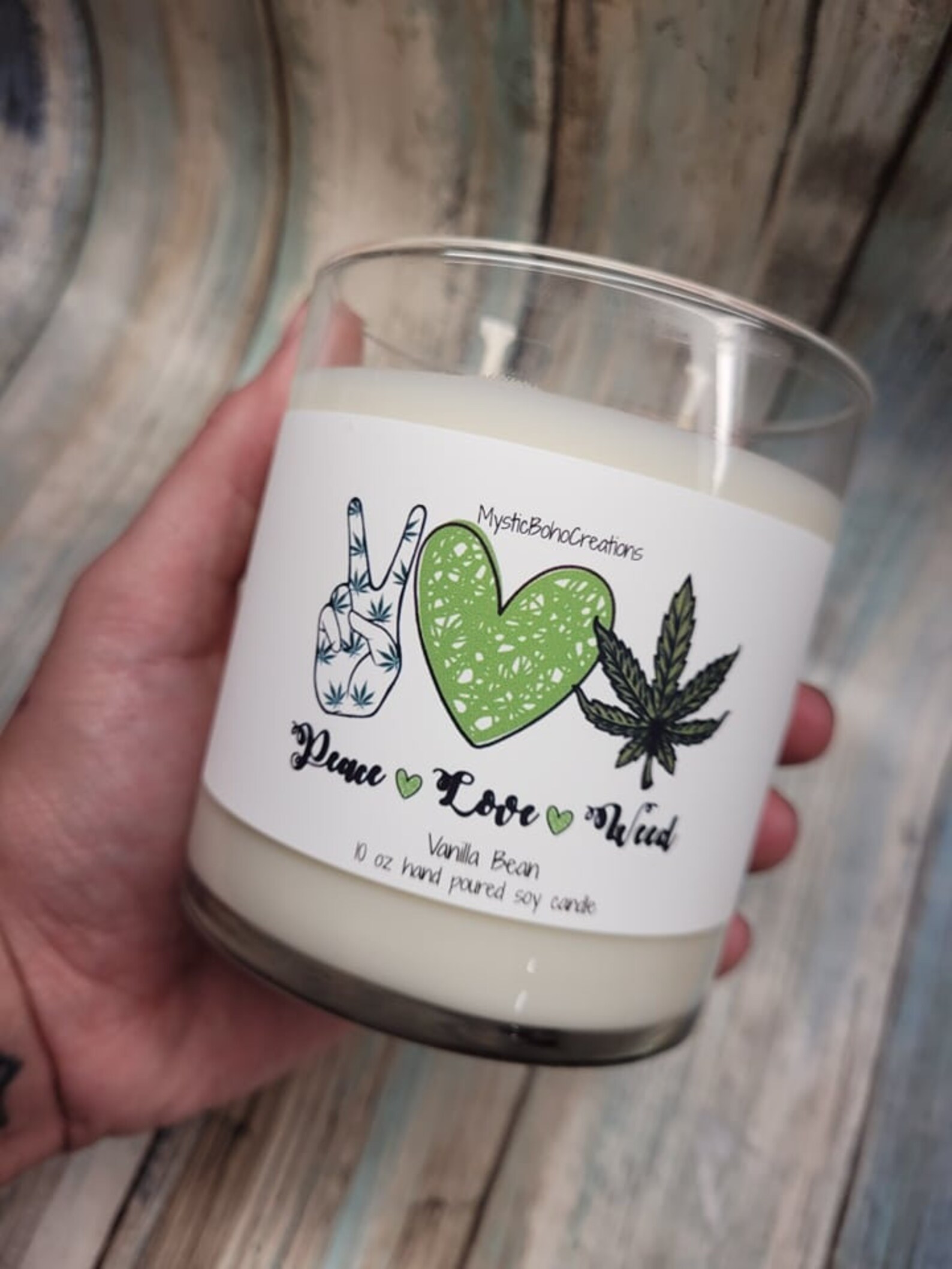 420 candles peace love weed soy candle gift for stoner home Etsy