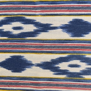 Vendido por metro "Telas de Lengua" AZUL/VERMELHO/AMARELO 2,80 mtr. tecidos largos de Maiorca tecidos maiorquinos tecidos marítimos, Ikat, tecido de lingueta, almofadas