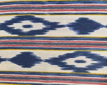 Sold by the meter "Telas de Lengua" BLUE/RED/YELLOW 2.80 m wide Mallorca fabrics Mallorcan fabrics maritime fabrics, ikat, tongue fabric, cushions