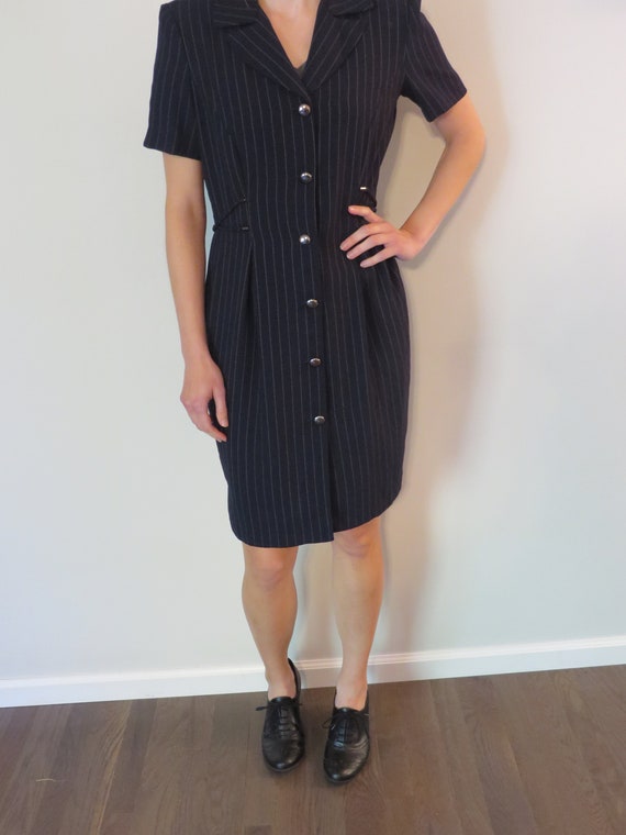 navy pinstripe dress