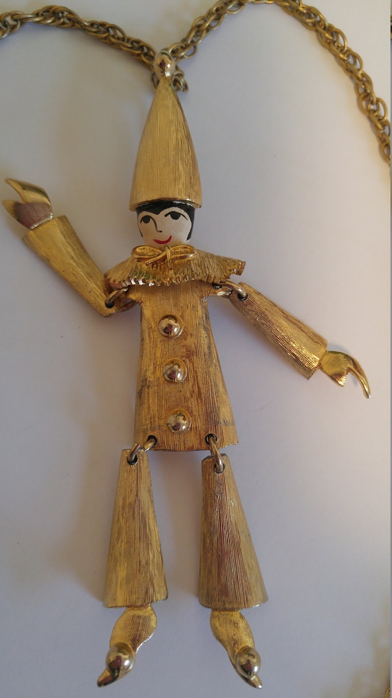 Vintage Polcini Articulated Harlequin Pierrot Clow