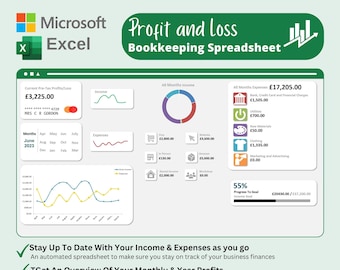 Basic Income & Expenses Spreadsheet for small business, Monthly Bookkeeping Excel Template, monthly budget excel spreadsheet template