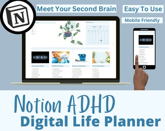 Notion ADHD Planejador de vida digital, planejador de autismo, planejador de TDAH para adultos, planejador digital mac, lista de tarefas para TDAH, planejador de vida digital definitivo