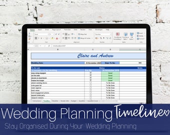 Wedding Planning Timeline Excel, Personalized Wedding Planner,  wedding checklist, wedding itinerary