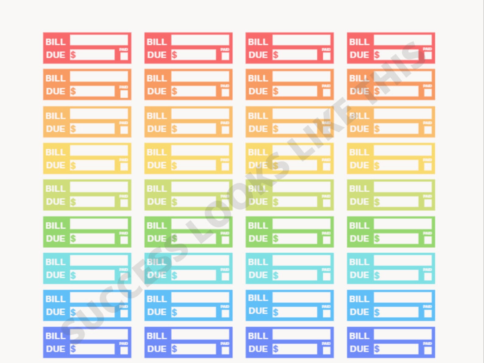 Bill Due Stickers Bill Tracker Budget Planner Stickers - Etsy