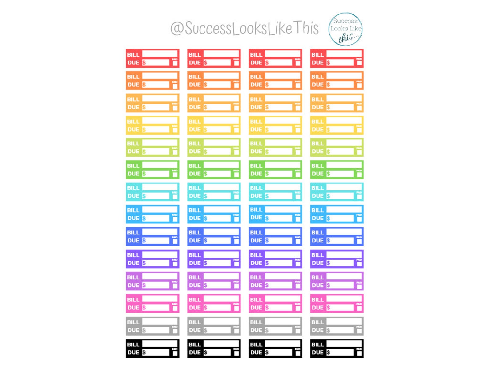 Bill Due Stickers Bill Tracker Budget Planner Stickers - Etsy
