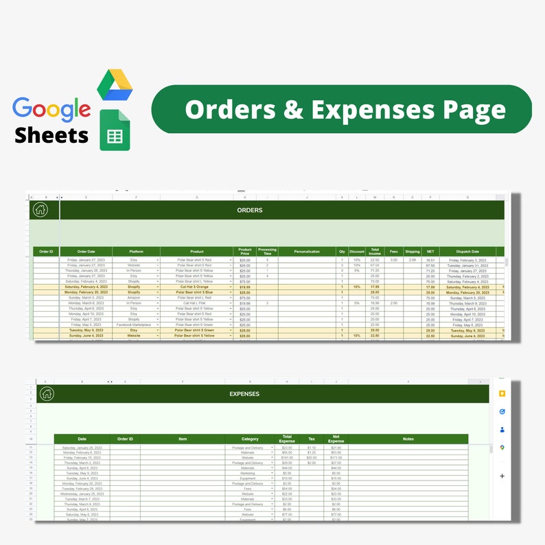 Inventory Spreadsheet, Bookkeeping Template, Google Sheets Template