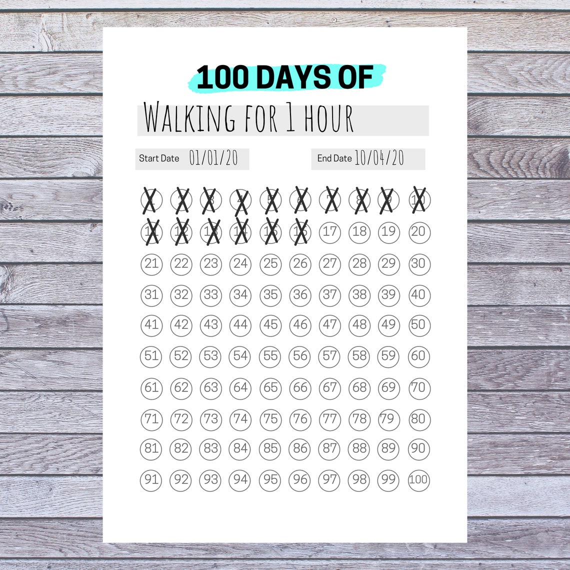 100 Days Bullet Journal Printables