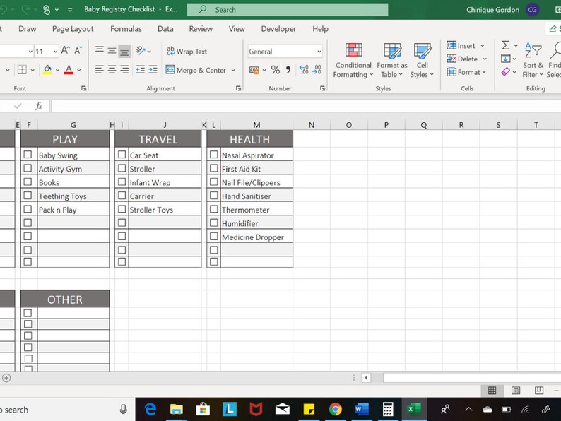 Editable Printable Baby Registry Checklist Excel Mom Planner | Etsy