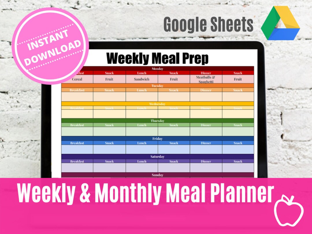Google Sheets Meal Planner Automated Meal Planning Sheet Etsy