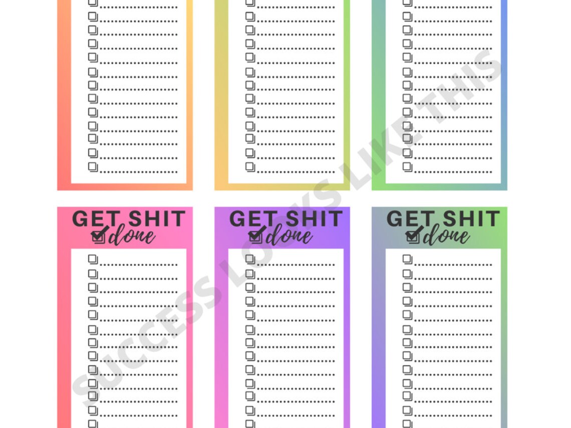 Get Shit Done to Do List Printable Stickers Habit Tracker - Etsy