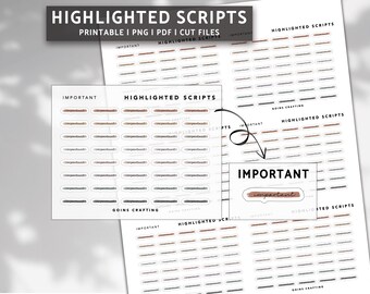 IMPORTANT cursive highlighted scripts, minimal planner stickers, journal stickers, digital stickers, bullet journal, hobonichi