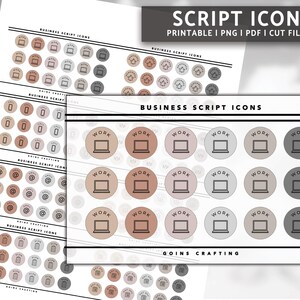 BUSINESS Circle Script Icons, minimala planner stickers, journal stickers, funktionella stickers, digitala stickers, bullet journal