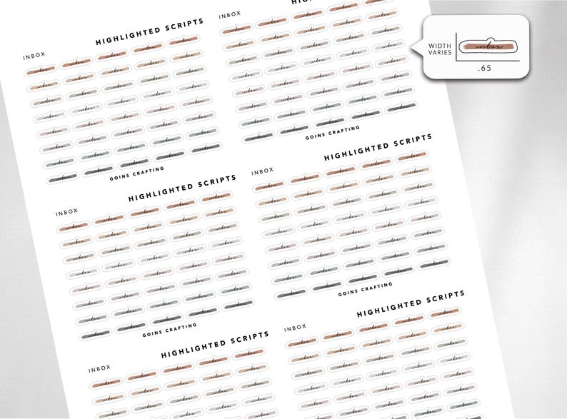 Cursive Inbox INBOX Cursive Highlighted Scripts, Minimal Planner Stickers, Journal ...