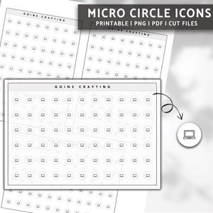 MICRO laptop circle icons, minimal icon stickers, minimal planner stickers, journal stickers, functional stickers, printable stickers