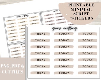 Hoy pegatinas de script, pegatinas de encabezado de script, pegatinas de planificador mínimo, pegatinas de diario, pegatinas funcionales, pegatinas digitales,