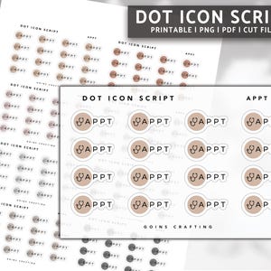 APPT Dot-ikonskript, minimalistiska planerklistermärken, journalklistermärken, funktionella klistermärken, digitala klistermärken, bullet journal