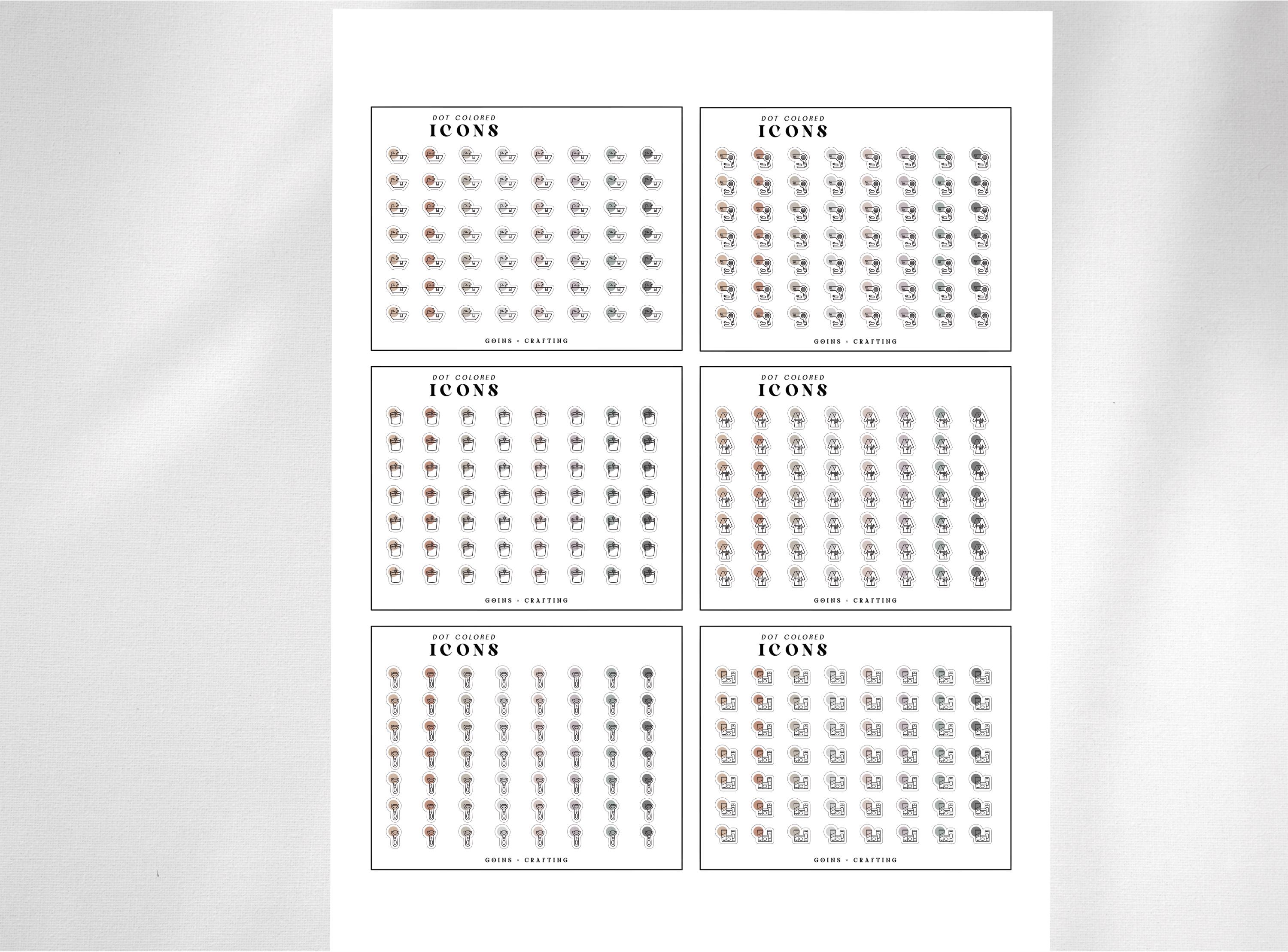 SELFCARE Dot Color Icons, Hobonichi Stickers, Minimal Planner Stickers ...