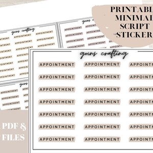 Puede incluir: Pegatinas imprimibles "Cita" en estilo de escritura minimalista, de color marrón claro. Las pegatinas están dispuestas en una cuadrícula sobre un fondo blanco. El texto "going crafting" está escrito en cursiva negra en la parte superior de la imagen. El texto "PNG, PDF & CUT FILES" está escrito en negro en la parte inferior de la imagen.