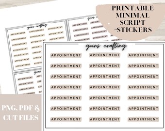 Appointment script stickers, script header stickers, minimal planner stickers, journal stickers, functional stickers, digital stickers,